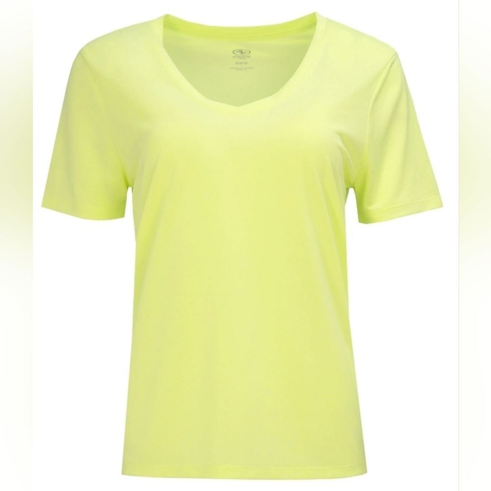 Nwt Neon Yellow Vneck Athletic Short Sleeve Top Medium — image 4 of 8